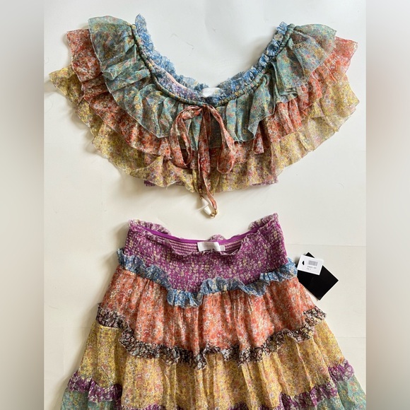 Zimmermann Carnaby Tiered Ruffle Skirt and Top 0P 1 XS S - Picture 5 of 10